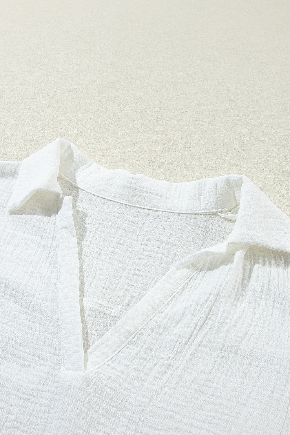 Crinkled Lace V-Neck Blouse