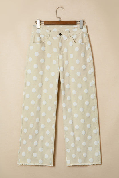 Polka Dot Raw Hem Jeans