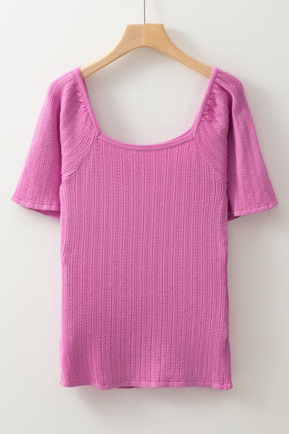 Textured Square Neck Knit Top