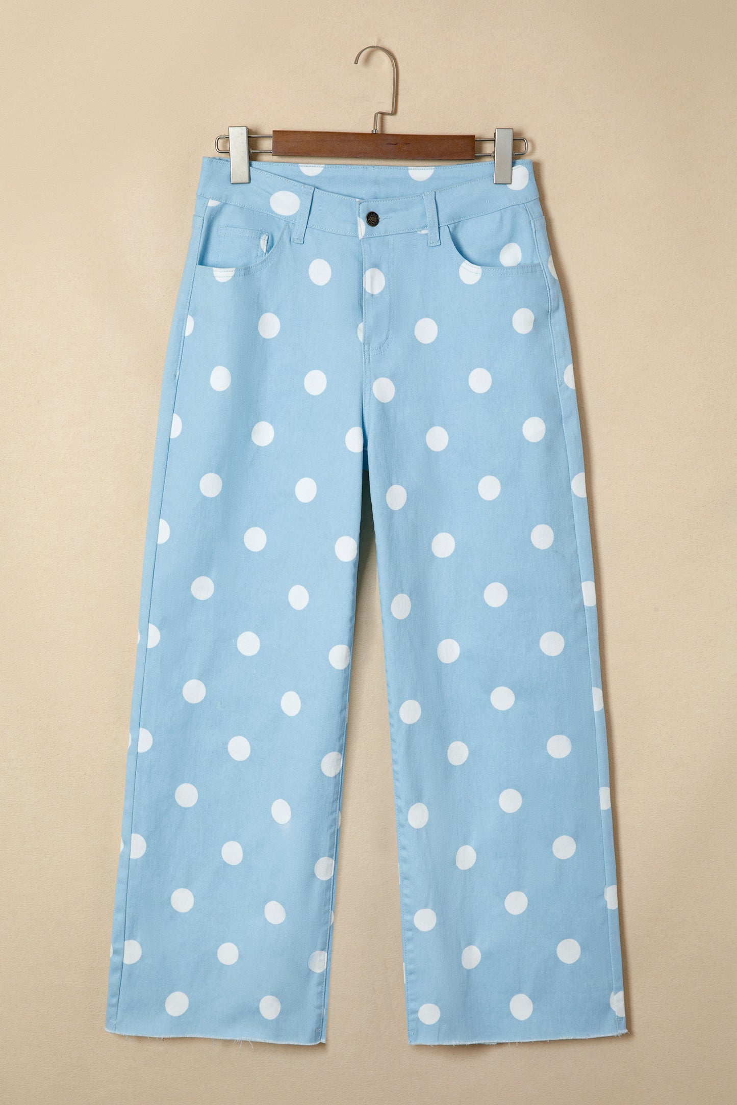 Polka Dot Raw Hem Jeans