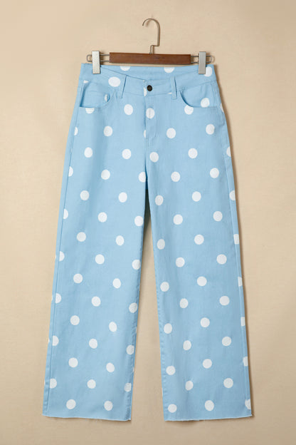 Polka Dot Raw Hem Jeans