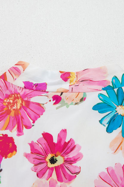 Floral Zip Front Smocked Mini Dress