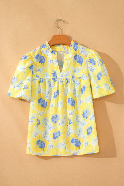 Floral Jacquard Babydoll Blouse