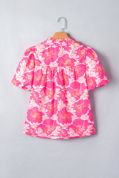 Floral Jacquard Babydoll Blouse