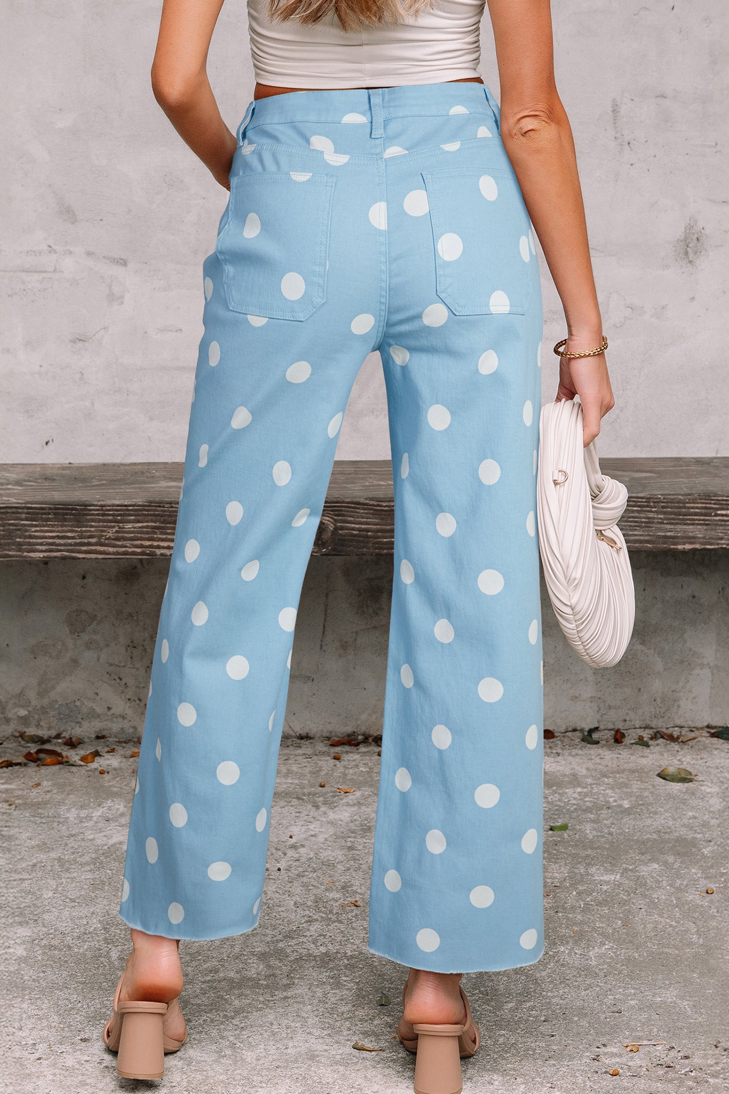 Polka Dot Raw Hem Jeans