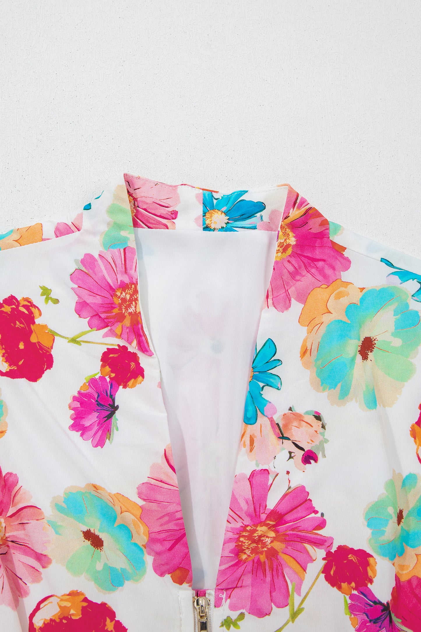 Floral Zip Front Smocked Mini Dress