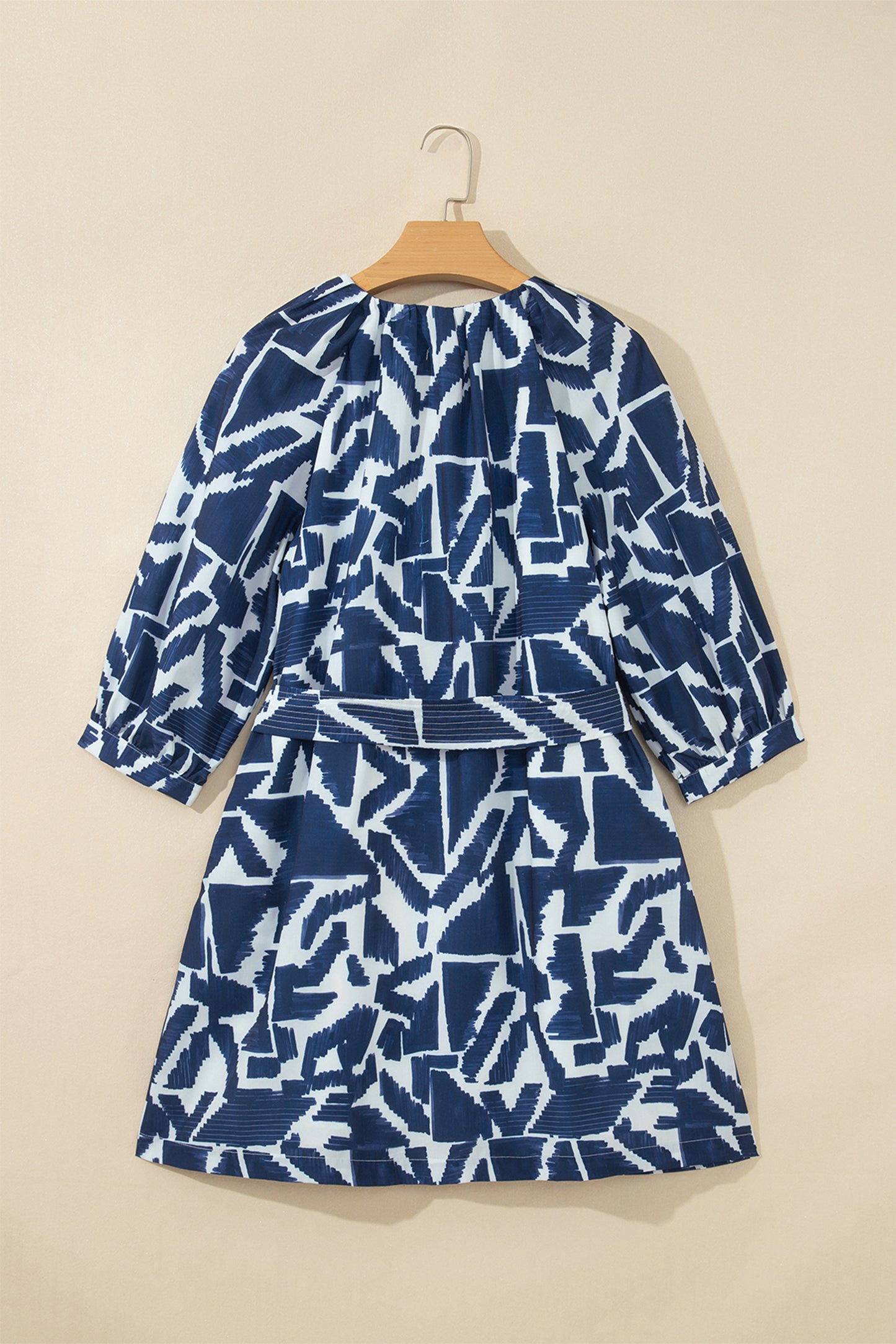 Abstract Zip Front Tie Waist Dress