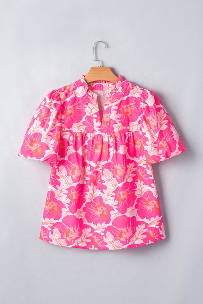 Floral Jacquard Babydoll Blouse