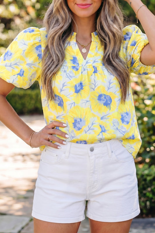 Floral Jacquard Babydoll Blouse
