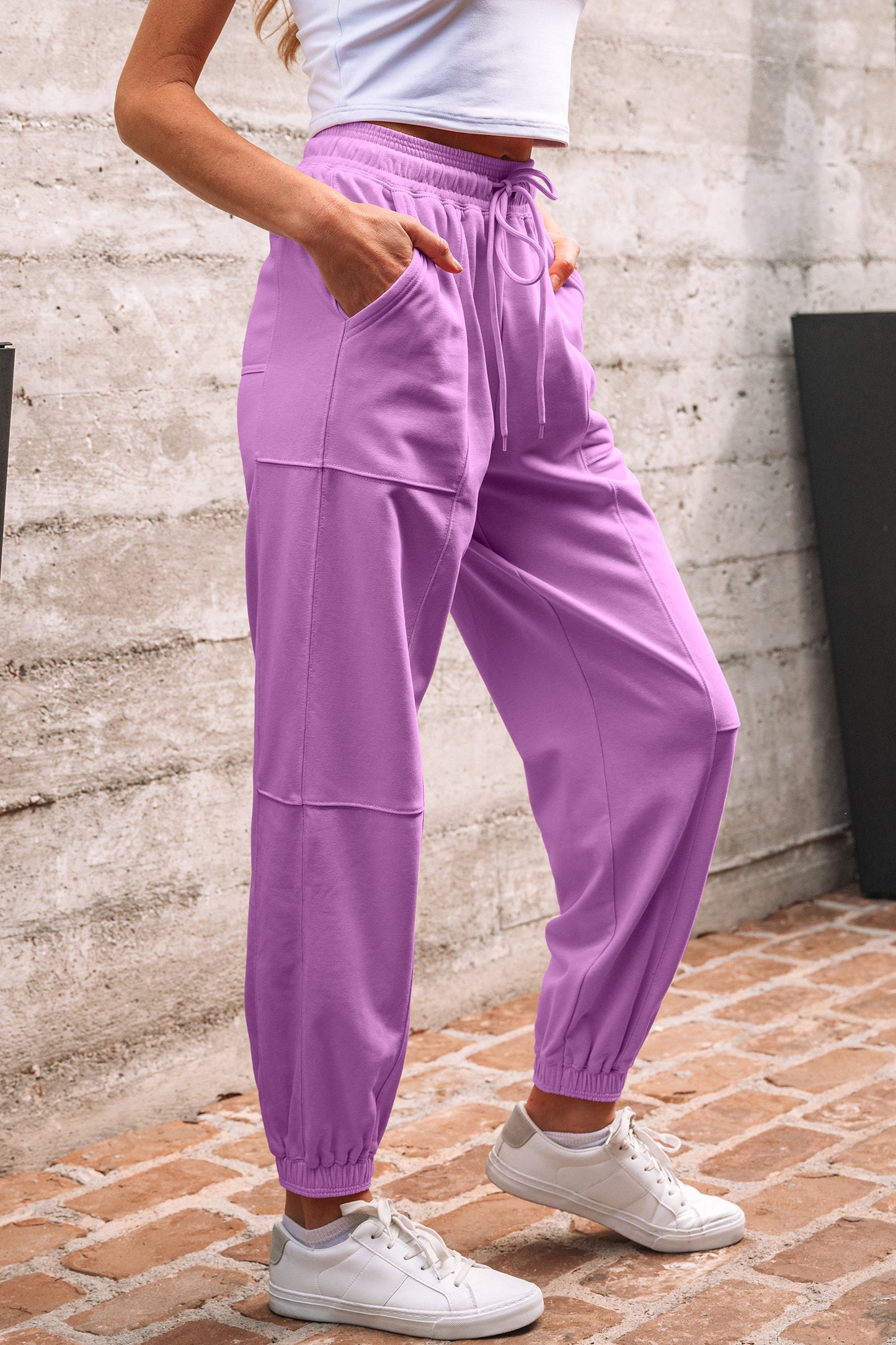 Lilac Drawstring Jogger Pants